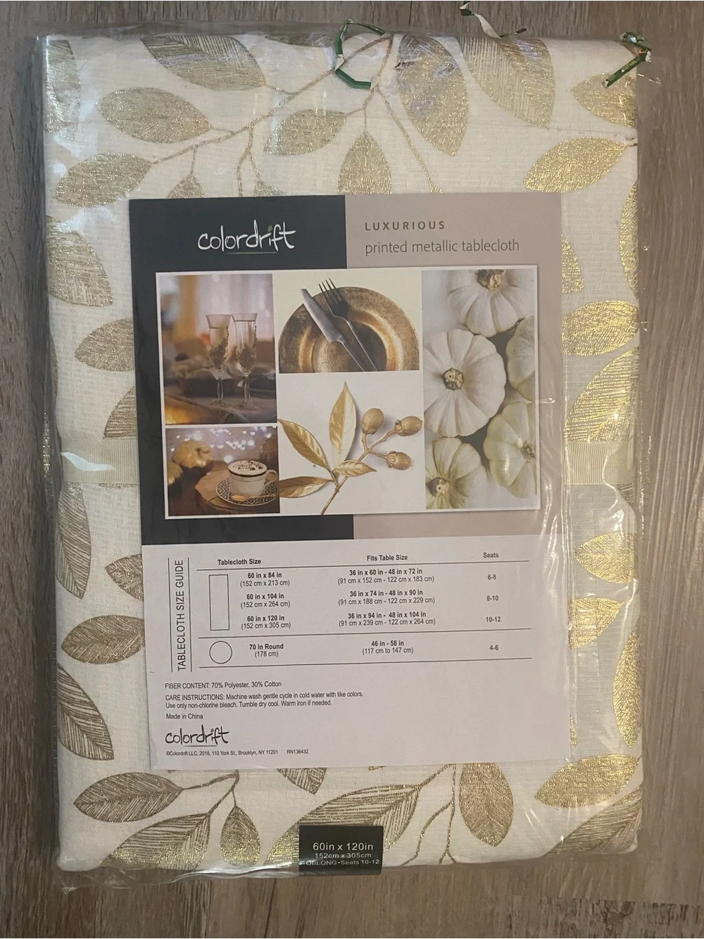 Colordrift Luxurious Metallic Leaf Print Cloth Tablecloth Oblong 60